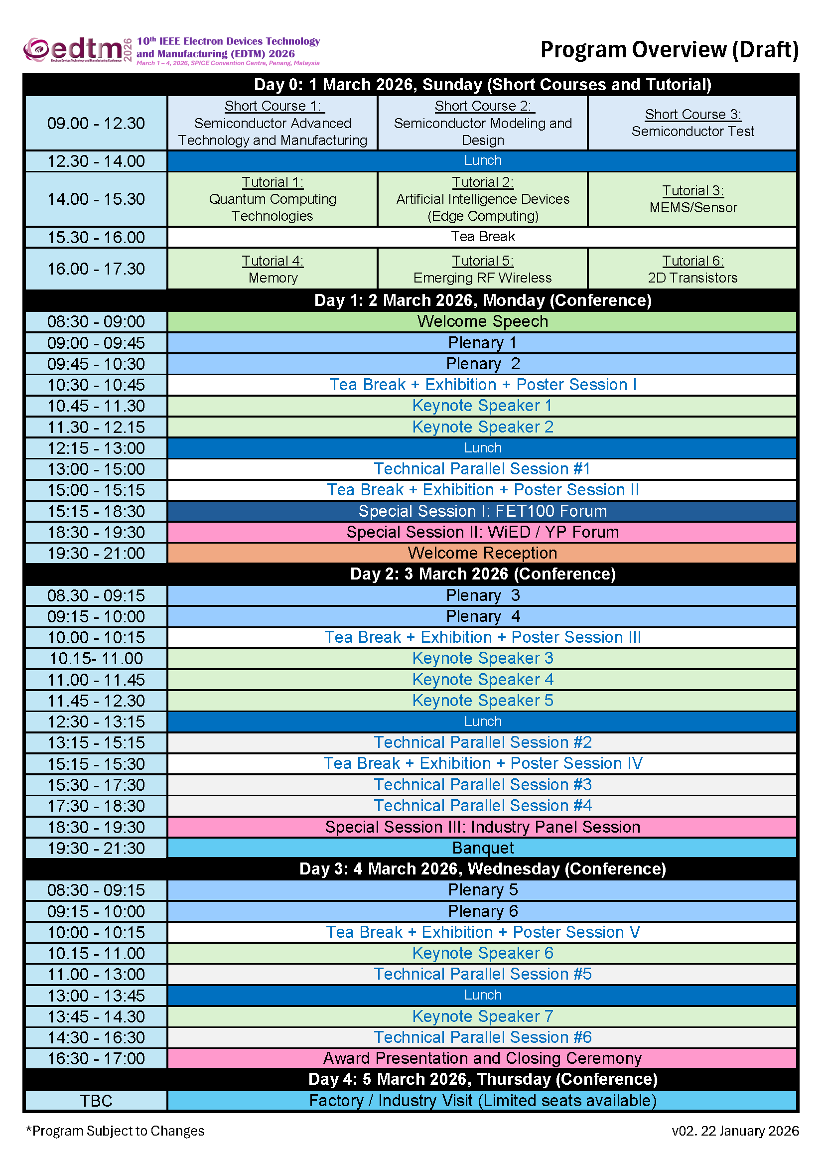 Edt Programs PROGRAM | EDTM | 10th IEEE Electron Devices Technology and ...
